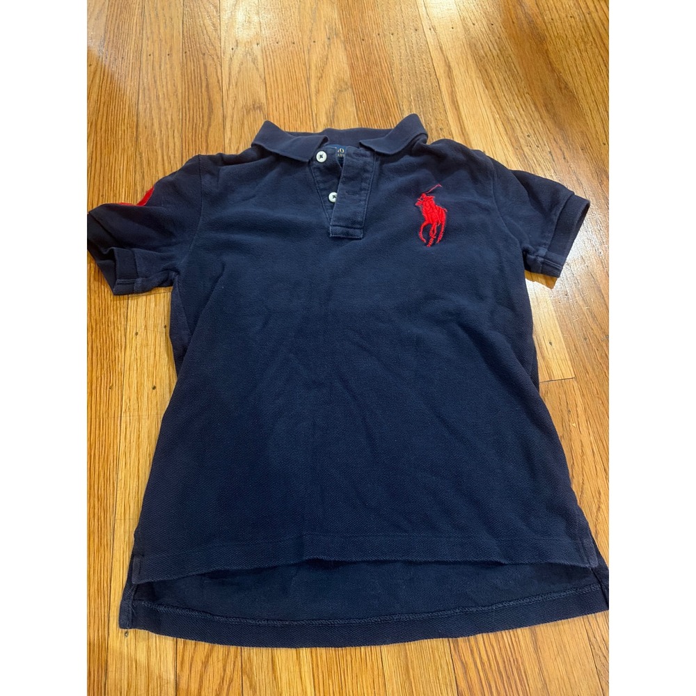 Polo Ralph Lauren Boys Navy Blue Big Pony Short Sleeve Polo Shirt Size 7